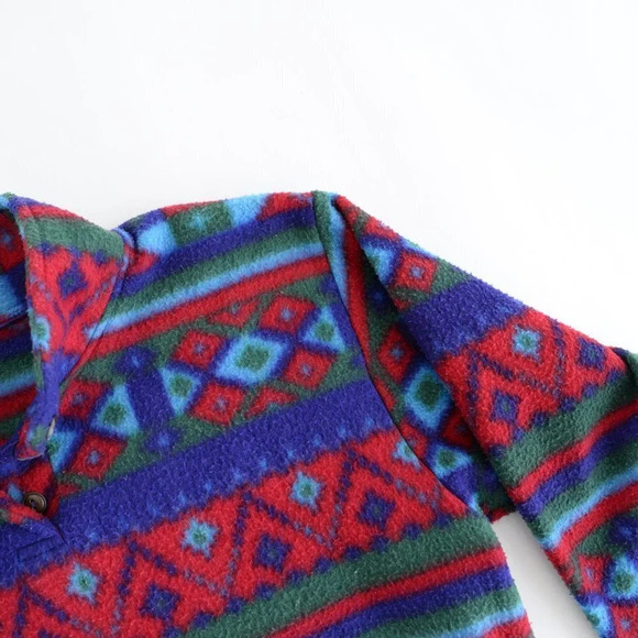 Vintage Metro Express Fleece Southwestern Geometric Aztec Pullover Sweater M - Picture 10 of 12